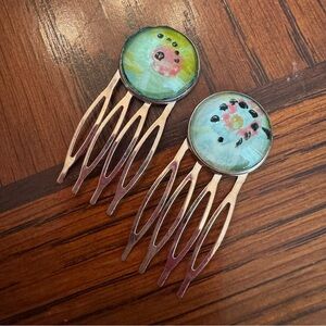 Vintage Wallpaper Handmade Hair Combs Floral Accessories